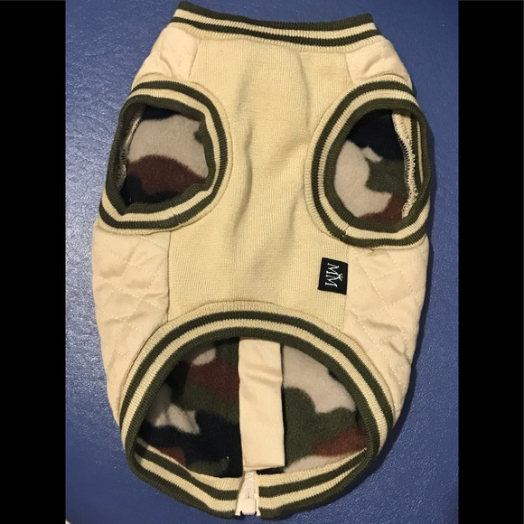 NWOT Beige twill quilted bomber jacket for dog - Picture 3 of 13